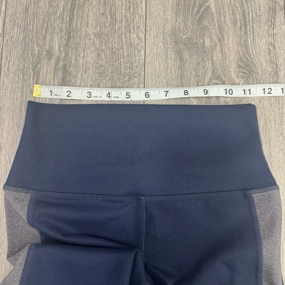 ALO Yoga Elevate Hi-Rise Leggings Navy Gray Mesh Colorblock Size XS GUC